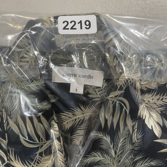 Pierre Cardin Vintage Cotton Hawaiian Shirt Men's Large Short Sleeve Black - Picture 6 of 6